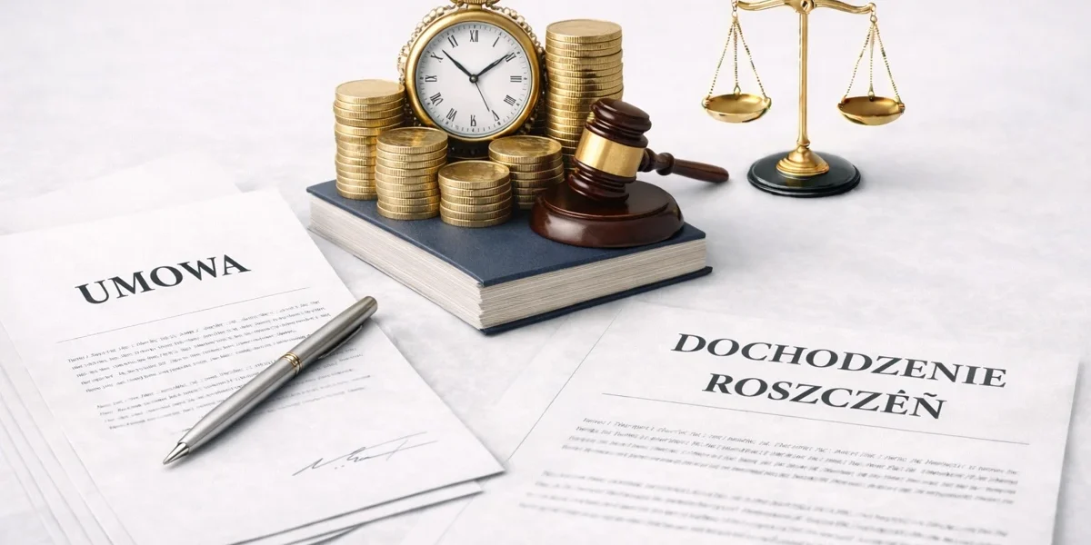 Umowy i dochodzenie roszczeń – dokument umowy, monety oraz symbole prawa w sprawach prowadzonych przez adwokata w Ostrołęce